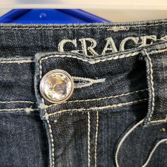 NWOT GRACE IN LA STRAIGHT LEG HIGH RISE EMBROIDERED JEANS SZ 10 - Picture 3 of 12